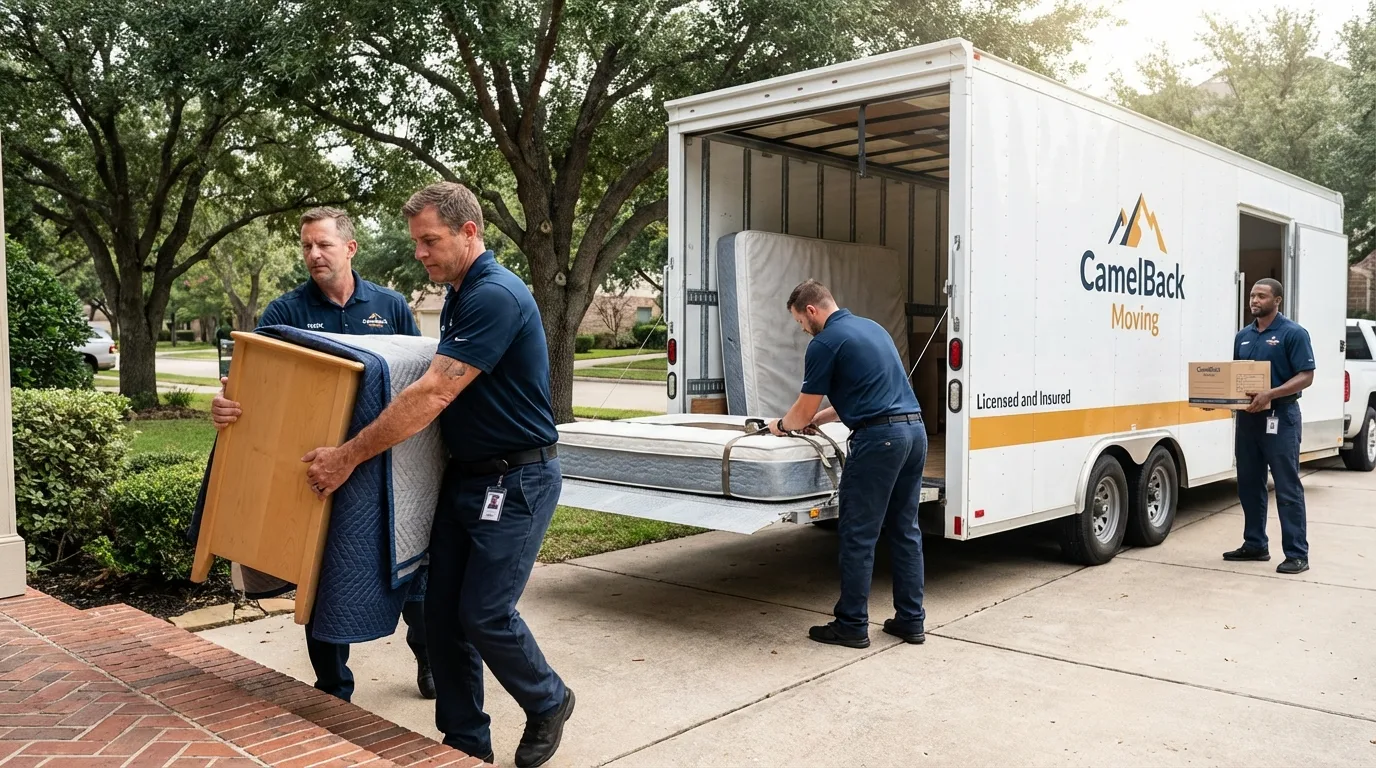 Crew loading residential truck for cross-state move from Stillwater, MN