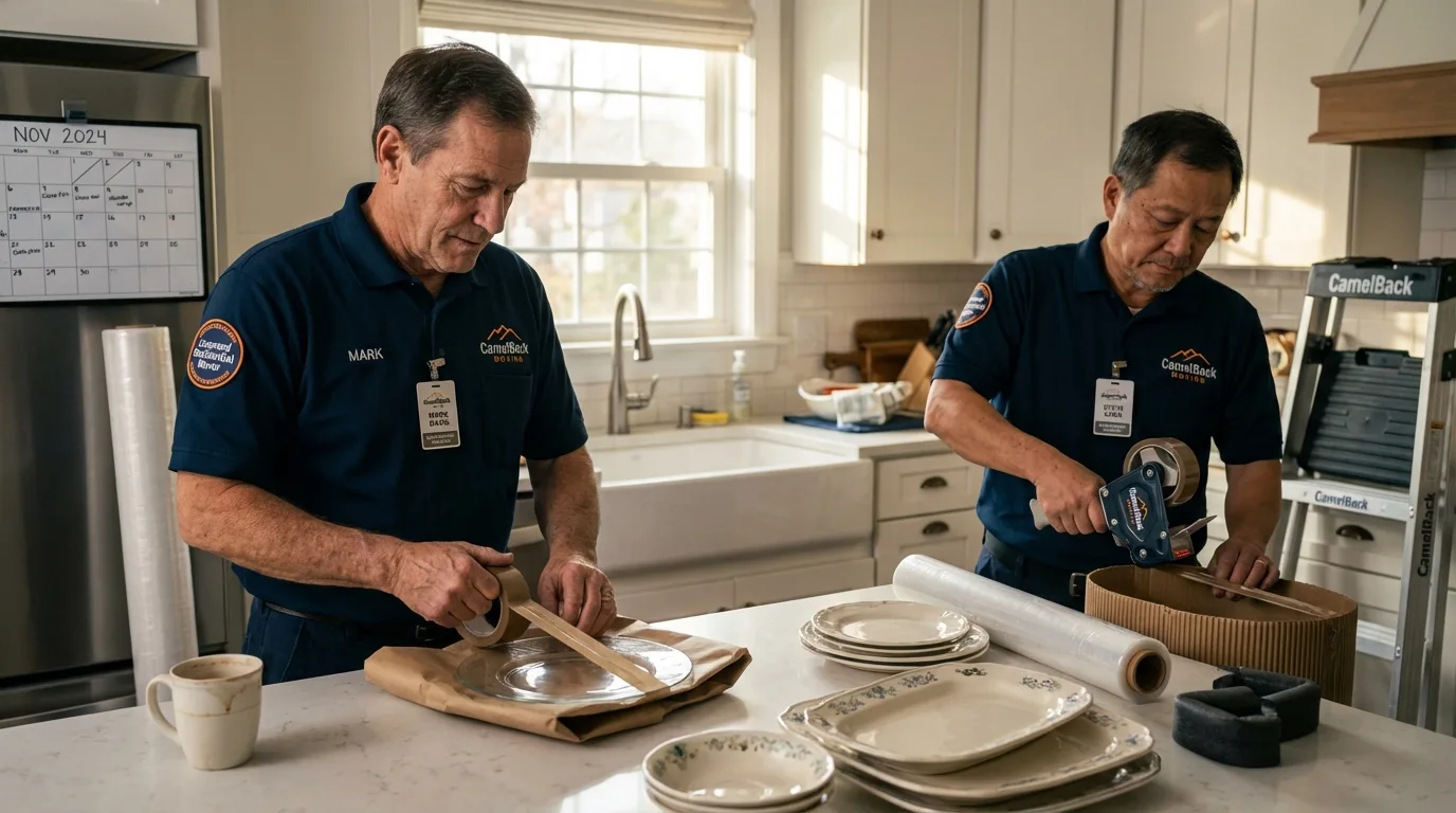 Professional crew packing kitchen dishware in Stillwater, MN